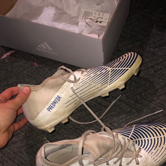 White and Blue Adidas Soccer Cleats - Picture 7 of 9